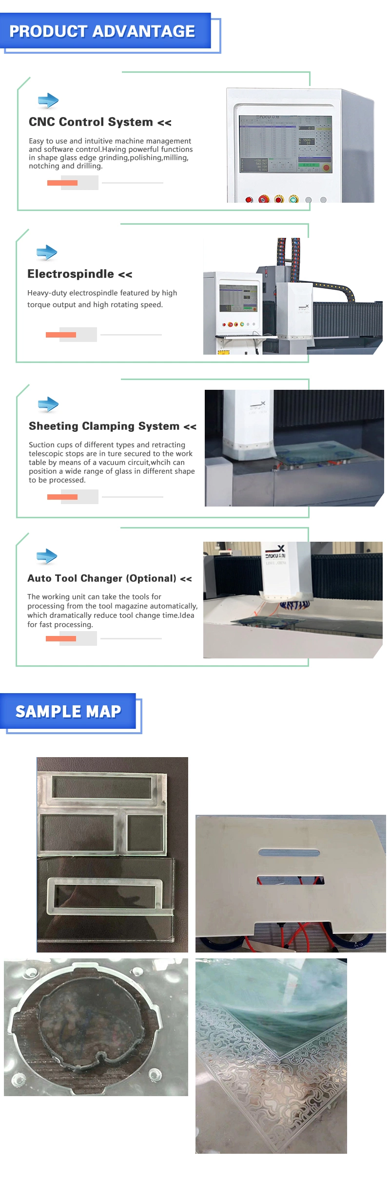 Custom Made Automatic Vertical High Speed Zxx-C1812 CNC Glass Hole Drilling & Milling Working Processing Center